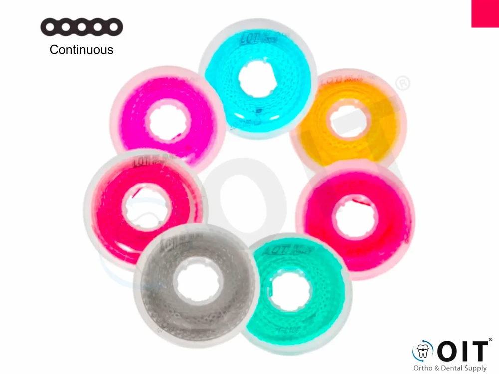 Elastomeric chain continuous ruby red