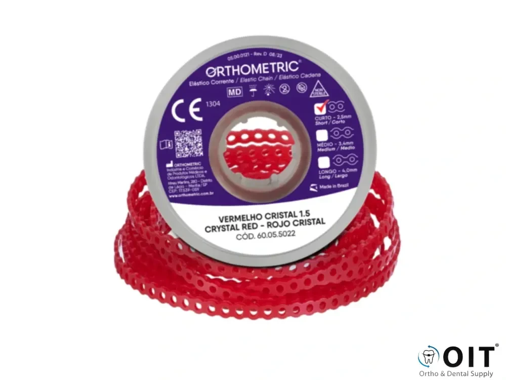 Elastomeric Chain Short Crystal Red
